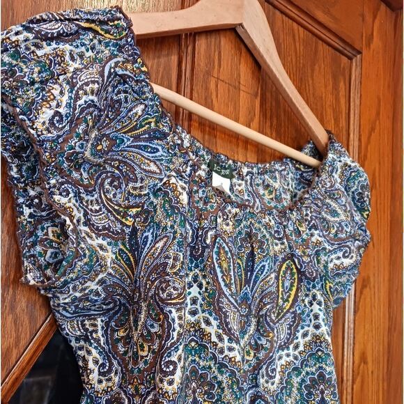 J CREW Paisley Peasant Cotton Short Sleeve Blouse - Picture 2 of 12